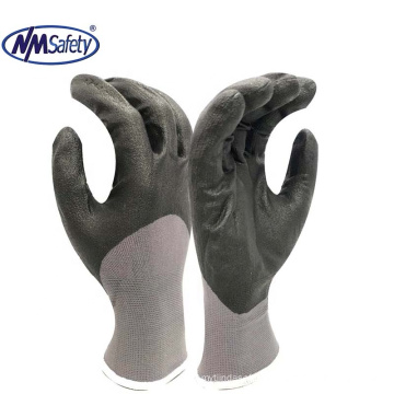 NMSAFETY 13g thin and soft nylon+spandex liner half coated high technology foam nitrile work gloves EN388 2016 4121X